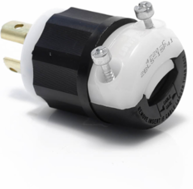 Locking Plug 15 Amp 125 Volt NEMA L5-15P Industrial Grade Black & White