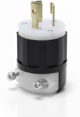 Locking Plug 15 Amp 125 Volt NEMA L5-15P Industrial Grade Black & White