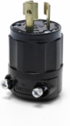 Locking Plug 15 Amp 125 Volt NEMA L5-15P Industrial Grade Black