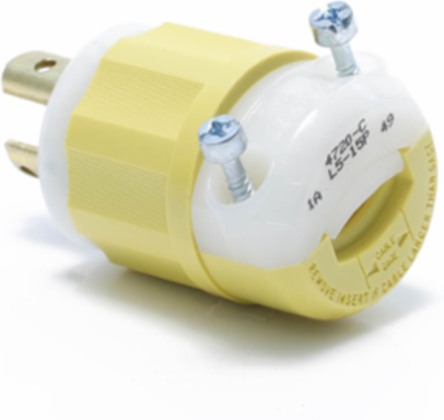 Locking Plug, 15 Amp, 125 Volt, Industrial Grade, Yellow & White
