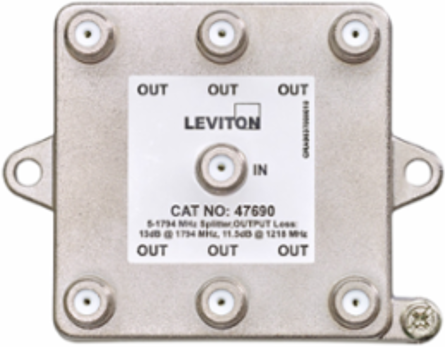 6-Way 2GHz Passive Video Splitter, 75 Ohm with Surge Protection