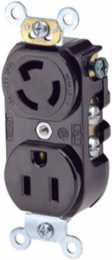 15 Amp 125 Volt Industrial Grade Duplex Receptacle Outlet, NEMA 5-15R, Black