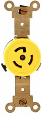 15 Amp 277 Volt Industrial Grade Single Locking Receptacle, NEMA L7-15R, Yellow