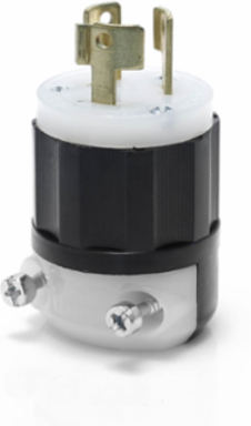 Locking Plug 15 Amp 250 Volt 3-Phase Non-Grounding Black & White