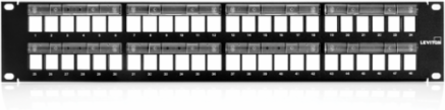 Flat QUICKPORT Patch Panel, 48-Port, 2RU, Black, Magnifying Lens