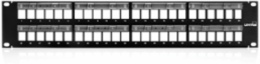 Flat QUICKPORT Patch Panel, 48-Port, 2RU, Black, Magnifying Lens
