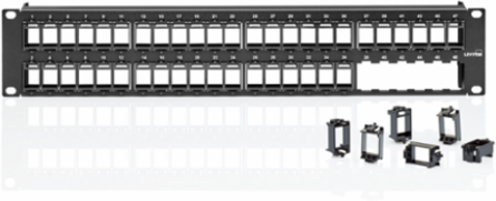 Front Loading UTP QUICKPORT™ Patch Panel, with Vertical Numbering, 48‑Port, 2RU, Black