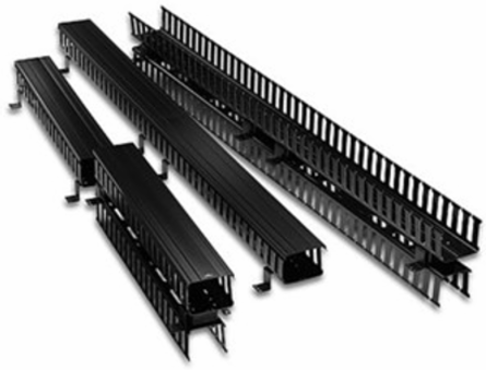 Cable Management System, 5 Inch Channel x 80 Inch Long, Black Cover