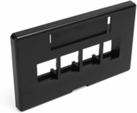 QUICKPORT Modular Furniture Faceplate, 4-Port, Black, 1.88" x 2.98" Openings