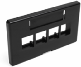 QUICKPORT Modular Furniture Faceplate, 4-Port, Black, 1.88" x 2.98" Openings