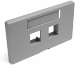 QUICKPORT Modular Furniture Faceplate, 2-Port, Gray, ID Window, 1.88" x 2.98"