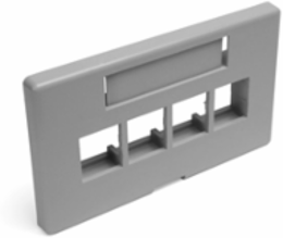 QUICKPORT Modular Furniture Faceplate 4-Port, Gray, ID Window, Fits 1.88 x 2.98 Inch