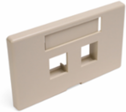 QUICKPORT Modular Furniture Faceplate, 2-Port, Ivory, 1.88" x 2.98" Opening