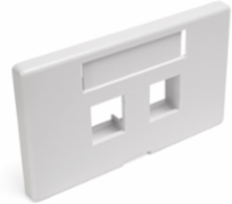 QUICKPORT Modular Furniture Faceplate, 2-Port, White, ID Designation Window, 1.88" x 2.98" Opening