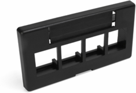 QUICKPORT Modular Furniture Faceplate 4-Port Black with ID Window