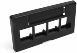 QUICKPORT Modular Furniture Faceplate 4-Port Black with ID Window