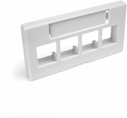 QUICKPORT Modular Furniture Faceplate, 4-Port, White, RoHS Compliant
