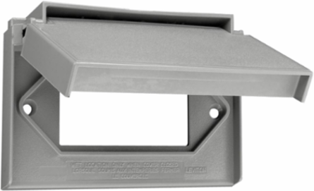 Weatherproof Wallplate 1-Gang Thermoplastic Nylon, Horizontal Lid, Gray
