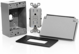 1-Gang Weatherproof Receptacle Kit, 15A-125V, Gray, Self-Test GFCI