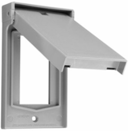 Weatherproof Wallplate 1-Gang, Gray, Thermoplastic Nylon, Vertical Orientation