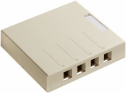 Surface-Mount Box, Plenum-Rated, 4-Port, Ivory, RoHS Compliant
