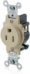 Commercial Grade Single Receptacle Outlet, 15 Amp, 125 Volt, NEMA 5-15R