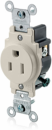 15 Amp Commercial Grade Self-Grounding Single Receptacle Outlet, 125 Volt, Light Almond
