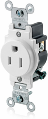 Commercial Grade Single Receptacle Outlet 15 Amp 125 Volt NEMA 5-15R White