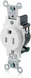 Commercial Grade Single Receptacle Outlet 15 Amp 125 Volt NEMA 5-15R White