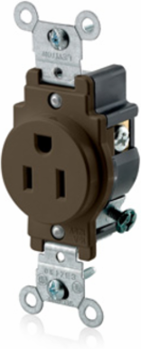 15 Amp Single Receptacle Outlet, Commercial Grade, 125 Volt, Side Wire, NEMA 5-15R
