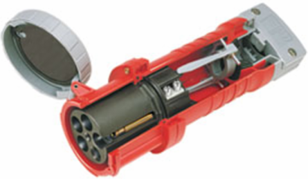 100 Amp 277/480 Volt 3-Phase WYE Connector, IP67, Watertight, Red