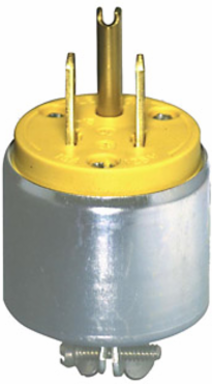 15 Amp 125 Volt NEMA 5-15P Grounding Plug, 2-Pole, Armored, Yellow