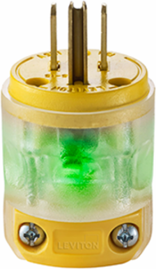 15 Amp 125 Volt NEMA 5-15P Lighted Rubber Plug, 2-Pole, 3-Wire