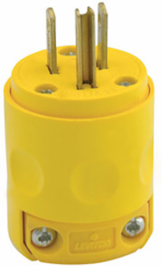 15 Amp 125 Volt NEMA 5-15P Rubber Plug, Yellow
