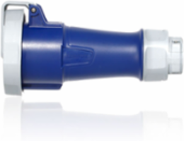LEV Series IEC Pin & Sleeve Connector 20A 120/208V 4P 5W IP66/67/68/IP69K Blue