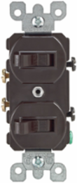15 Amp Duplex Style Single-Pole Combination Switch, 120/277V AC, Brown