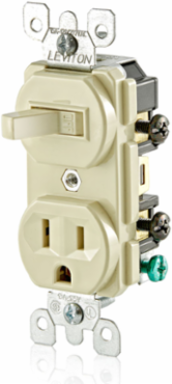 15 Amp Duplex Style Combination Switch, 120 Volt, Grounding, Ivory