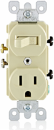 15 Amp Duplex Style Combination Switch, 120 Volt, Grounding, Ivory