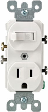 Duplex Style 15 Amp / 120 Volt Combination Switch, Grounding, Thermoplastic Construction