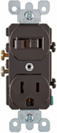 Duplex Style Combination Switch, 15 Amp, 120 Volt, Brown, Grounding, Side Wired