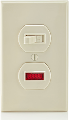 15 Amp Duplex Style Single-Pole Neon Pilot AC Combination Switch, 120 Volt, Light Almond