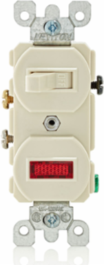 15 Amp Duplex Style Single-Pole Neon Pilot AC Combination Switch, 120 Volt, Light Almond