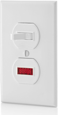 15 Amp 120 Volt Duplex Style Neon Pilot Combination Switch, Thermoplastic, White