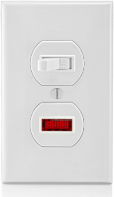 15 Amp 120 Volt Duplex Style Neon Pilot Combination Switch, Thermoplastic, White
