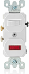 15 Amp 120 Volt Duplex Style Neon Pilot Combination Switch, Thermoplastic, White