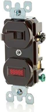 15 Amp Duplex Style Combination Switch, 120 Volt, Non-Grounding, Brown