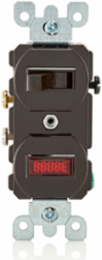 15 Amp Duplex Style Combination Switch, 120 Volt, Non-Grounding, Brown
