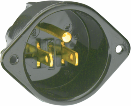 15 Amp 125 Volt Commercial Grade Flanged Inlet Receptacle, NEMA 5-15P, Nylon Face