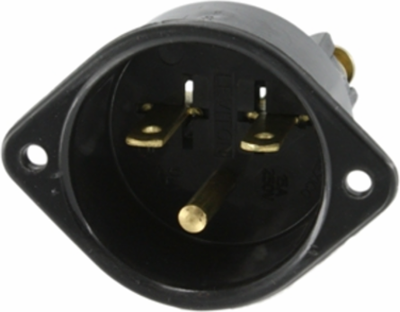 Commercial Grade 15 Amp 250 Volt Flanged Inlet Receptacle, NEMA 6-15P, Grounding