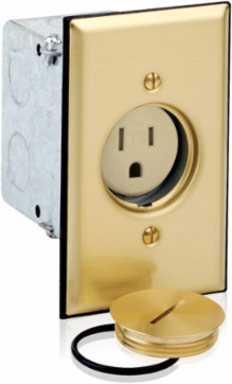 15 Amp 1-Gang Tamper-Resistant Floor Box Receptacle, 125 Volt, Brass Plate